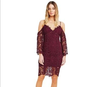 Astr Burgundy Lace Mini Dress